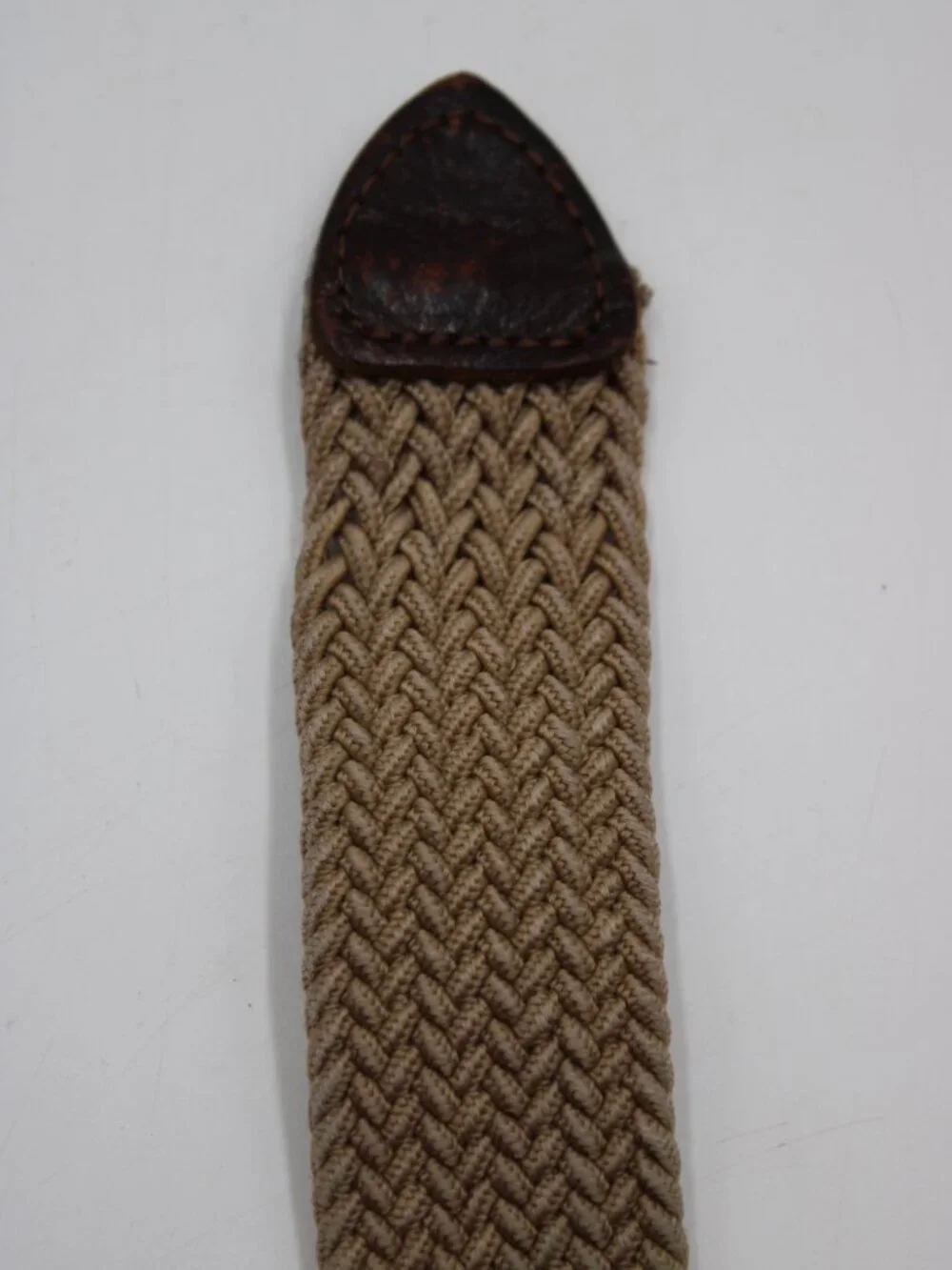 Dockers Tan Braided Stretch Cord Belt Mens Size 40 Brown Leather Ends Work Golf